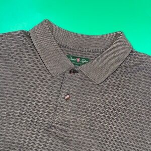 David Taylor Collection Mens Large L Geometric Pattern Short Sleeve Polo Shirt